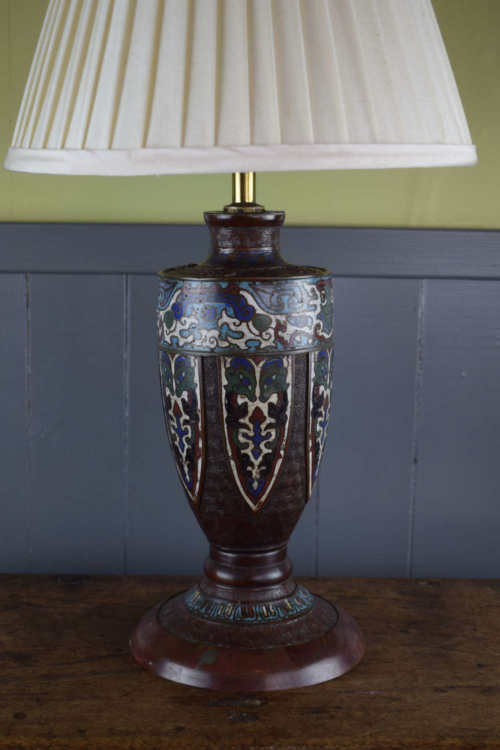 Chinese Cloisonne Enamel & Bronze Table Lamp
