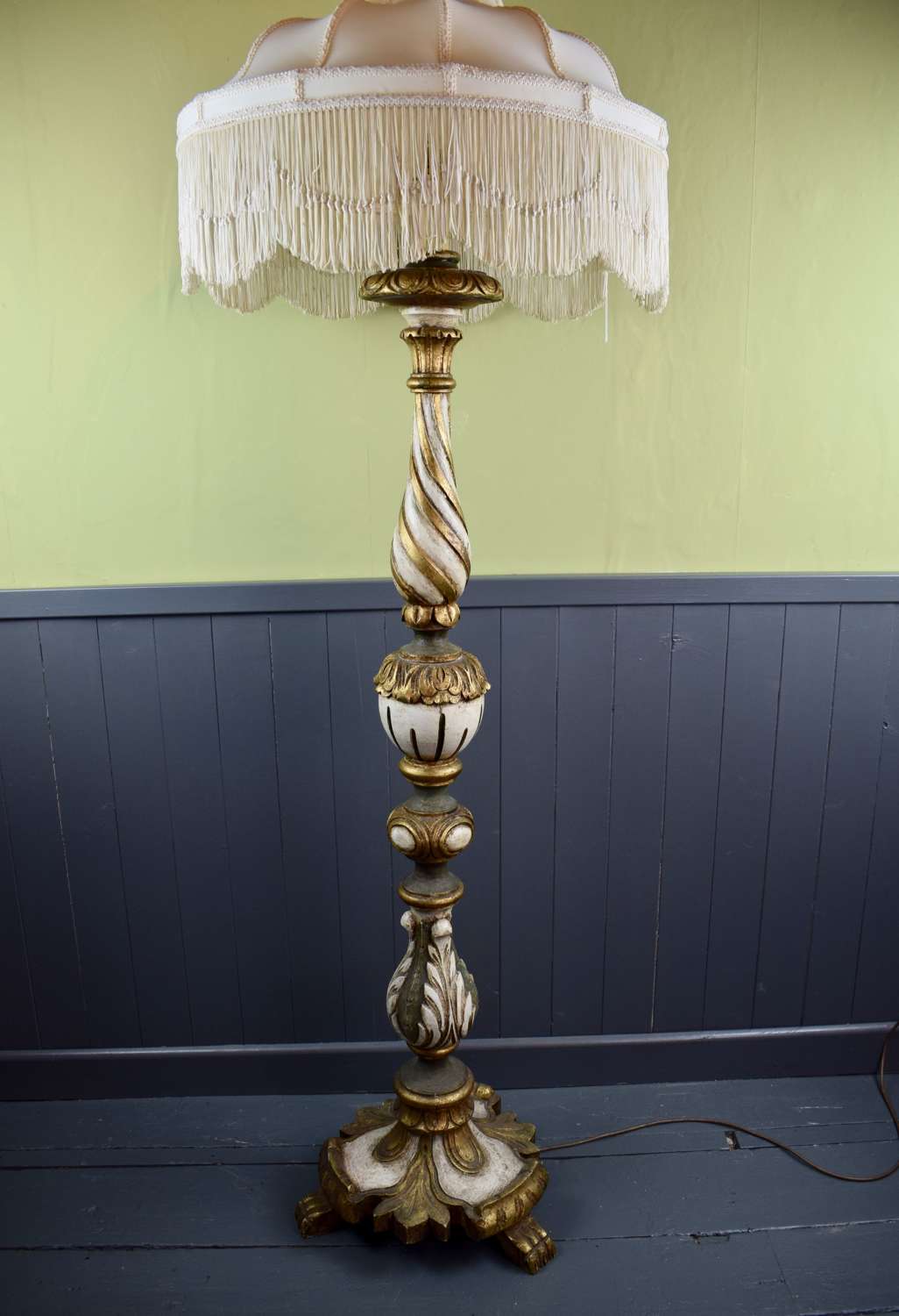 Italian Carved Giltwood and Painted Standard Lamp