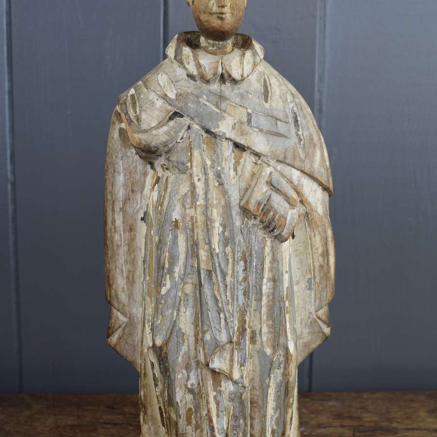 Spanish Colonial Religious Carving of a Monk