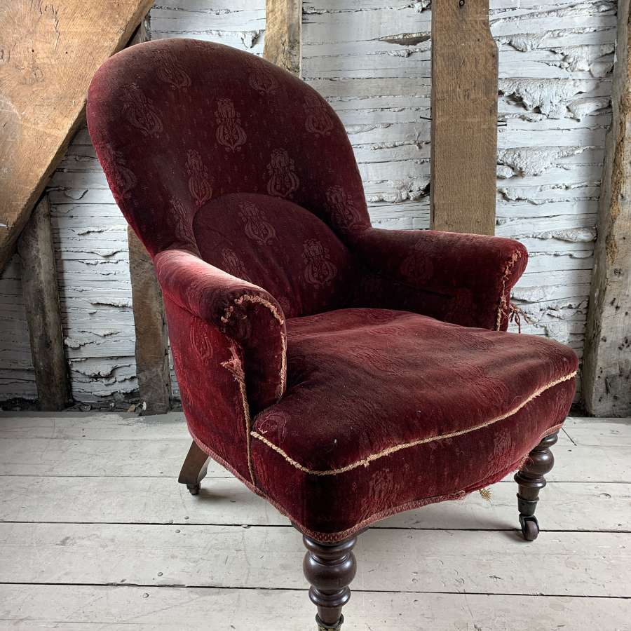 Victorian Spoon Back Armchair for Recovering