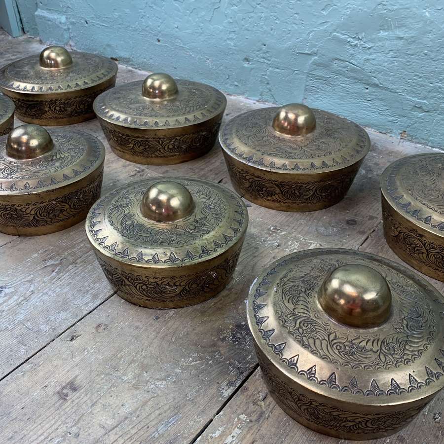 Set of Eight Indonesian Bronze Gamelan Gongs