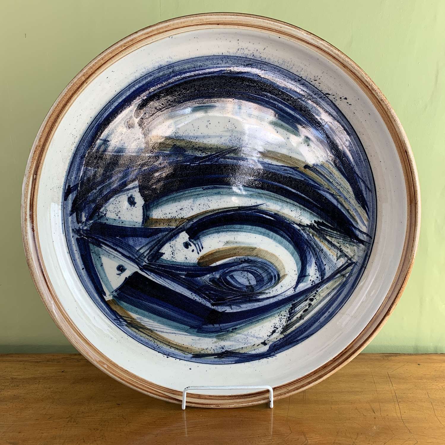 Large Hand Painted Ceramic Charger by Roger Owen