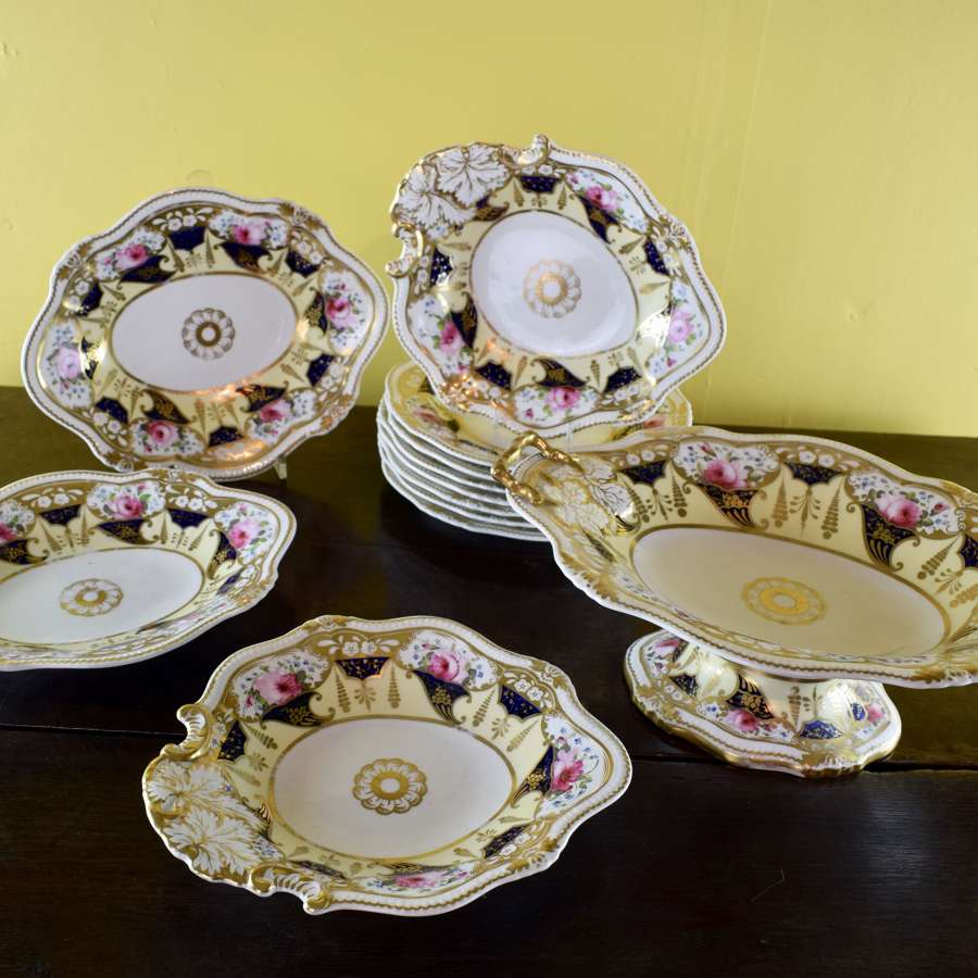 John Yates Hand Painted Porcelain Dessert Service circa 1830
