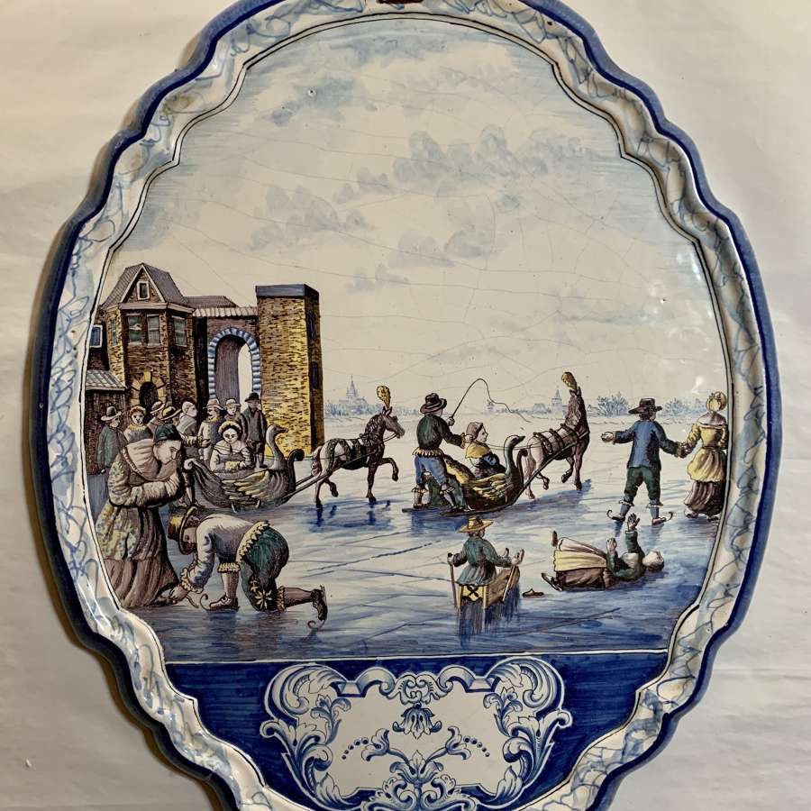 Large Pair of Royal Makkum Polychrome Delft Wall Plaques