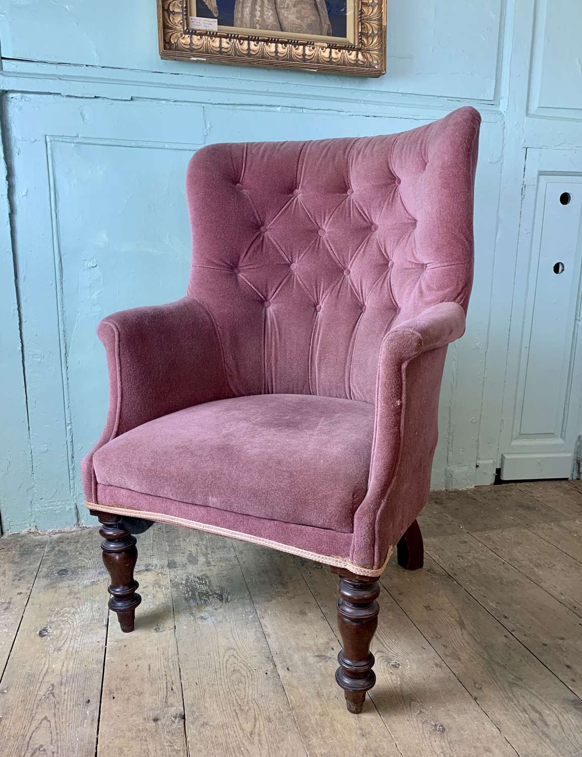 Victorian Barrel Back Armchair with Button Upholstery