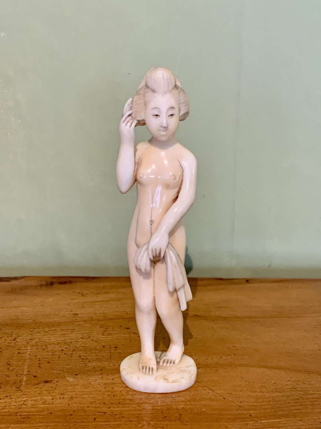 Japanese Meiji Carved Ivory Figure of a Naked Young Girl