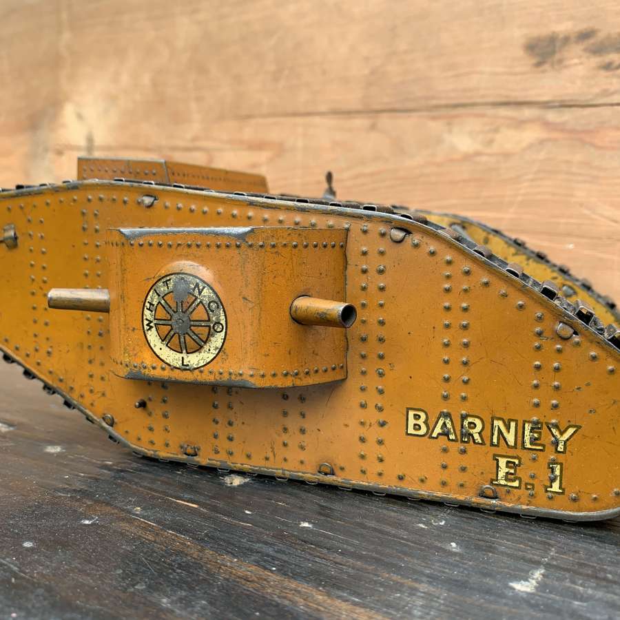 Rare Whitanco Barney E1 WWI Tinplate Clockwork Tank circa 1919