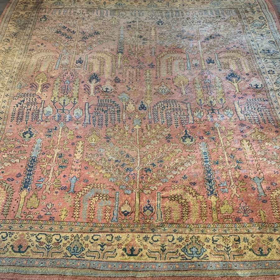 Large Antique Ushak Willow Tree Carpet
