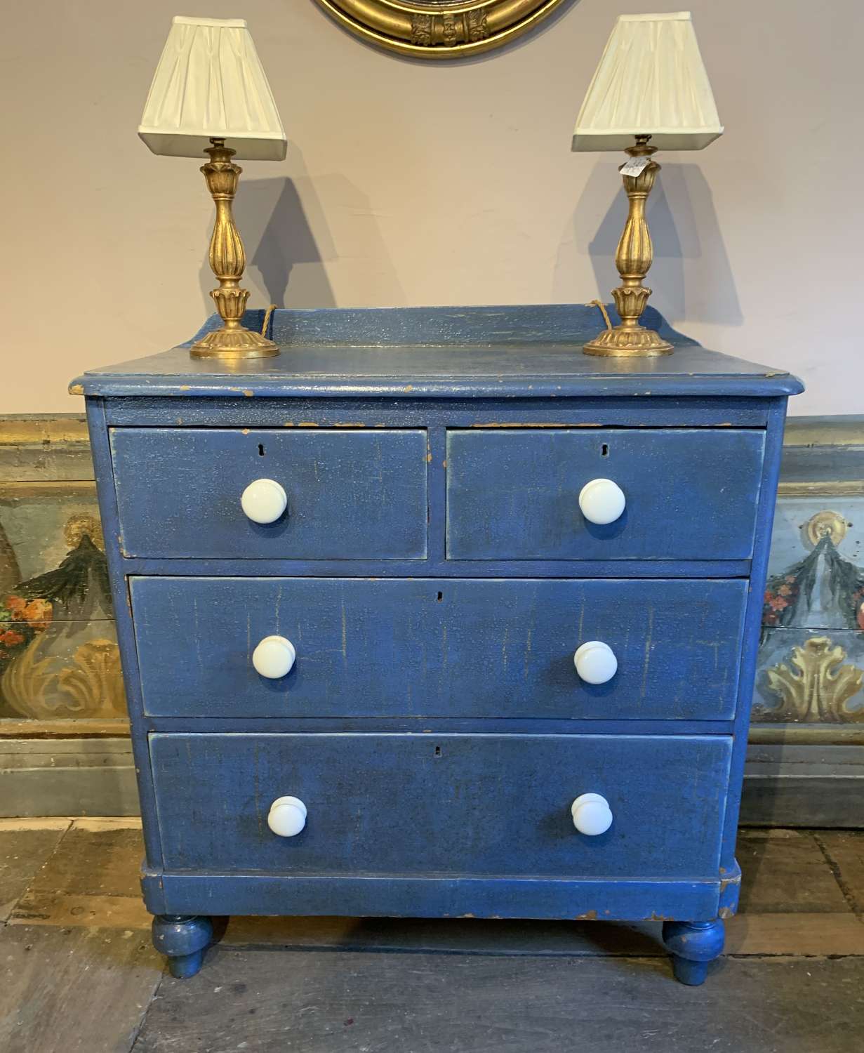 Victorian Blue Painted Pine Chest of Drawers