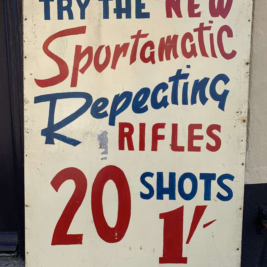 1950's Hand Painted Fairground Rifle Range Sign