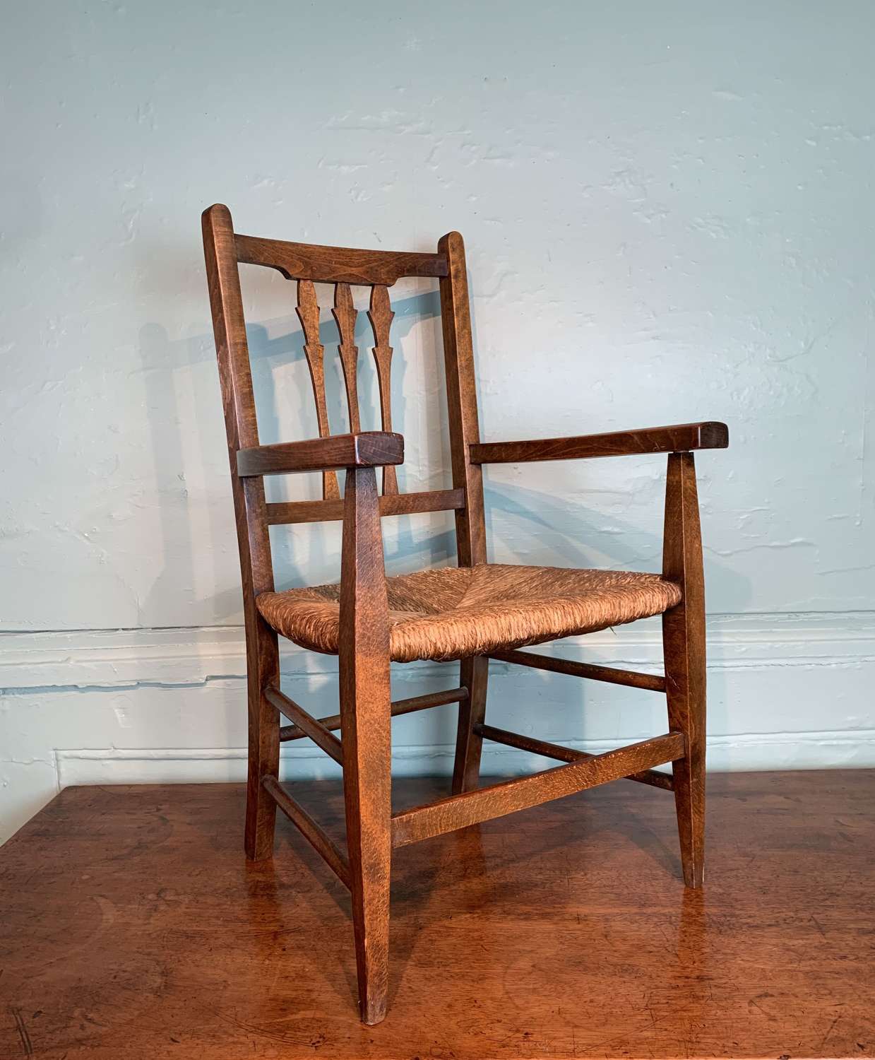 Antique Rush Seated Child's Armchair