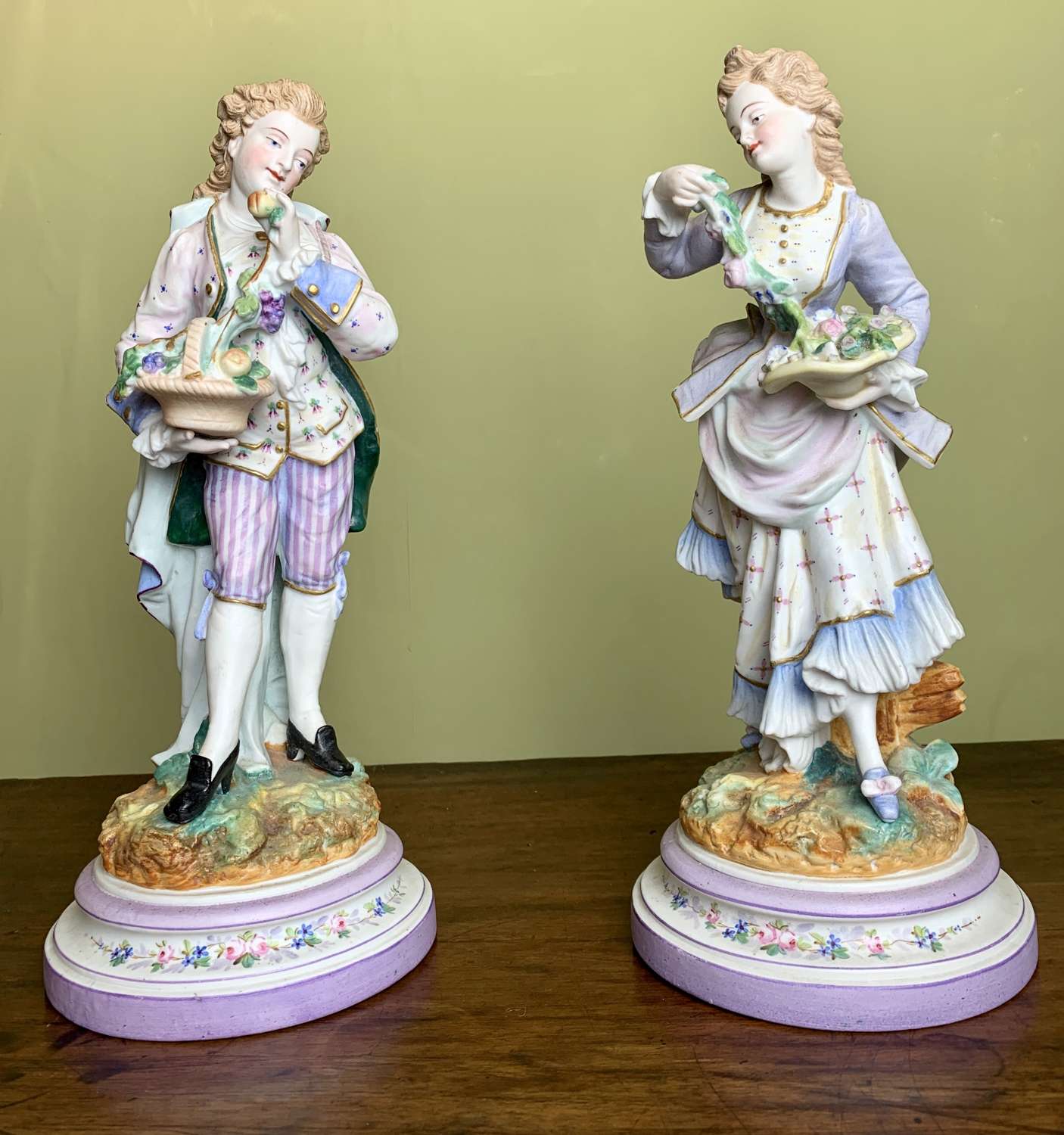 Pair of French Bisque Porcelain Figures