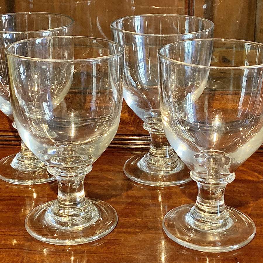 Set of Four Georgian Ovoid Glass Rummers circa 1810