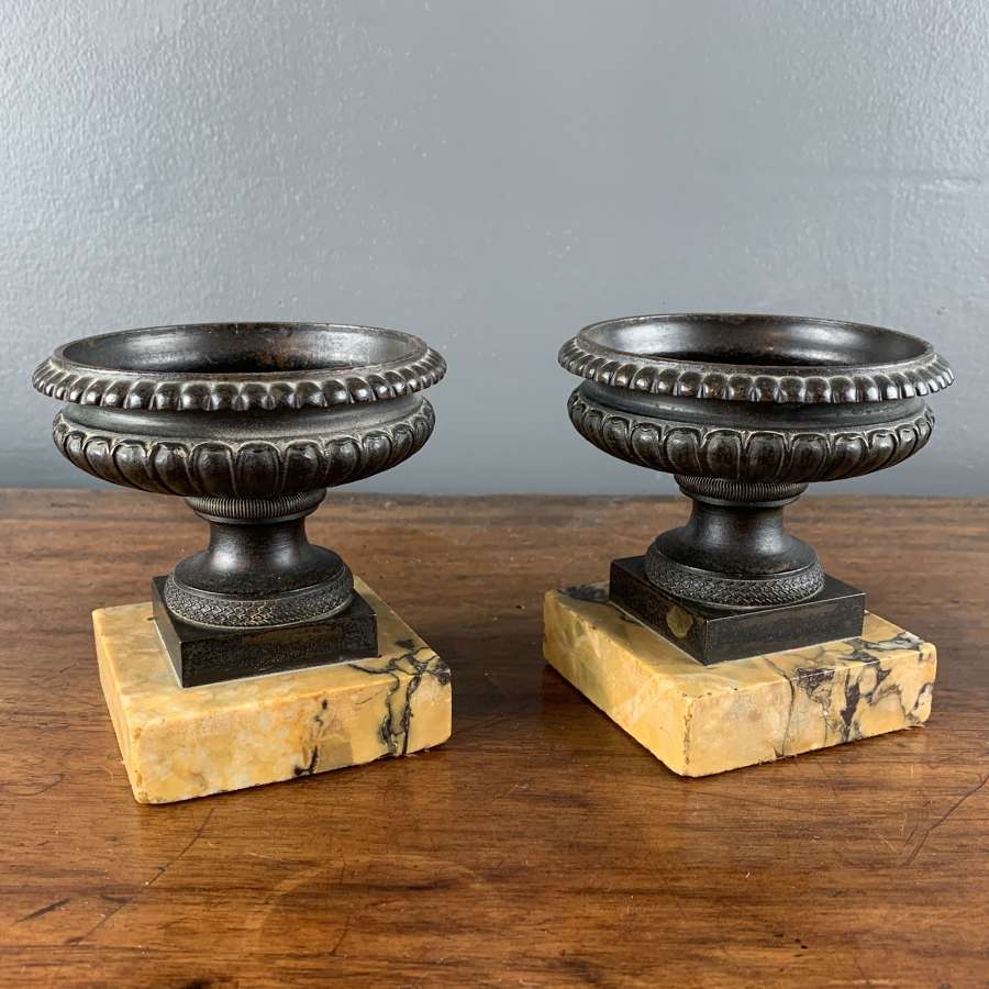 Pair of French Bronze Campana Urns