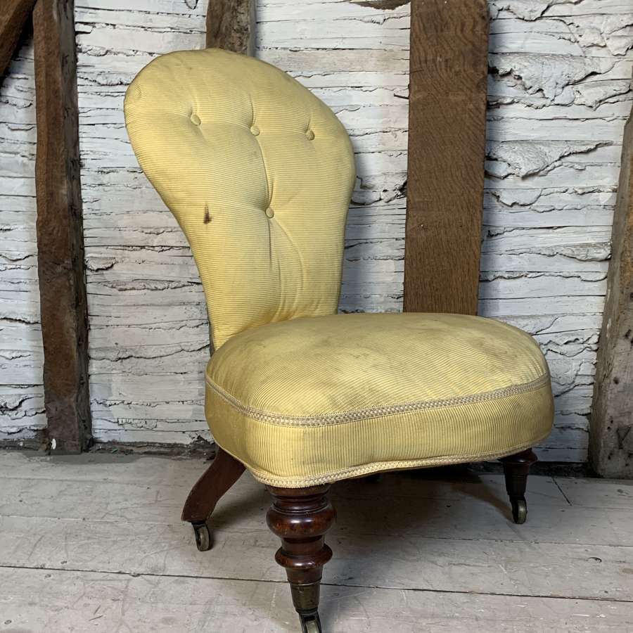 Victorian Button Back Occasional Chair of Unusual Shape for Recovering