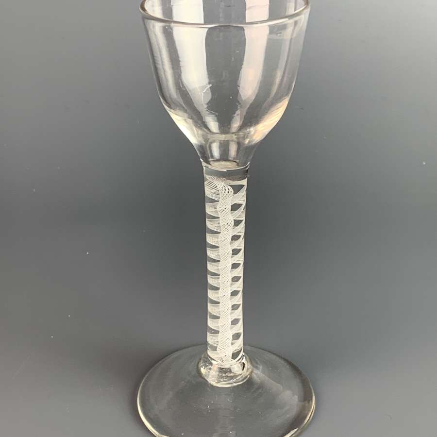 Georgian Cordial Glass with Opaque Double Spiral Twist Stem