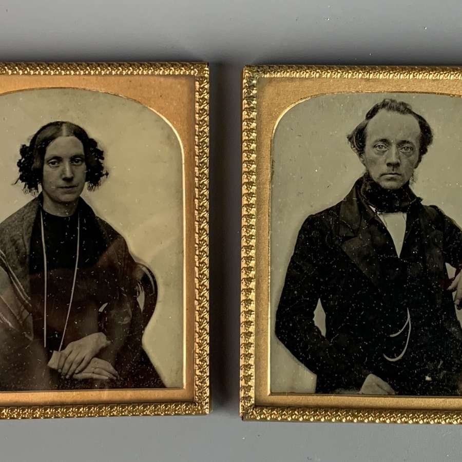Pair of Victorian Portrait Ambrotypes of a Lady & Gentleman