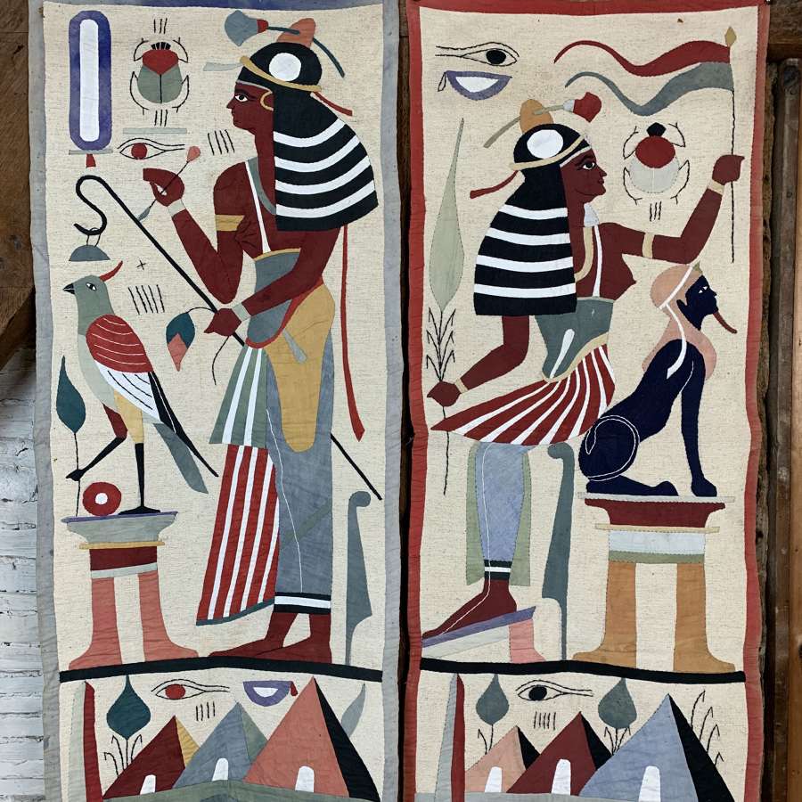 Pair of Egyptian Applique Work Wall Hangings