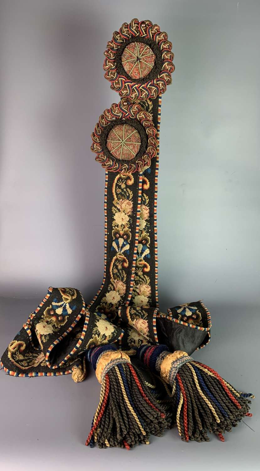 Pair of Exceptional Victorian Berlin Woolwork Bell Pulls