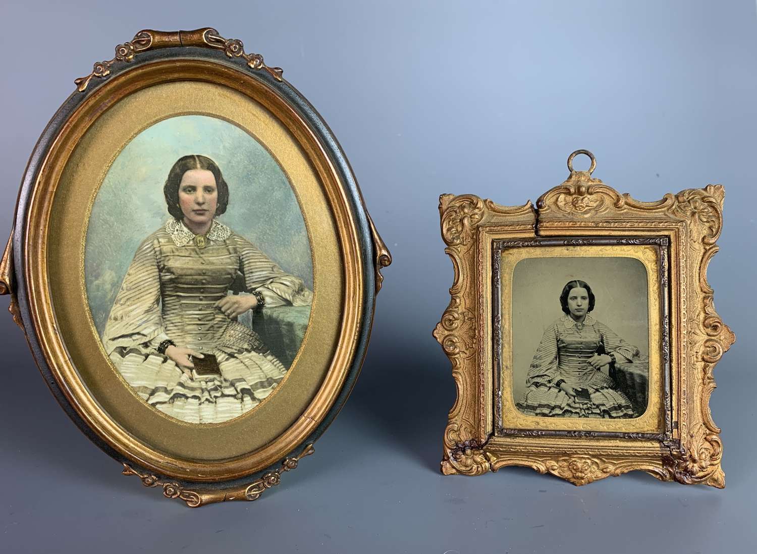 Victorian Ambrotype & Hand-Tinted Photograph