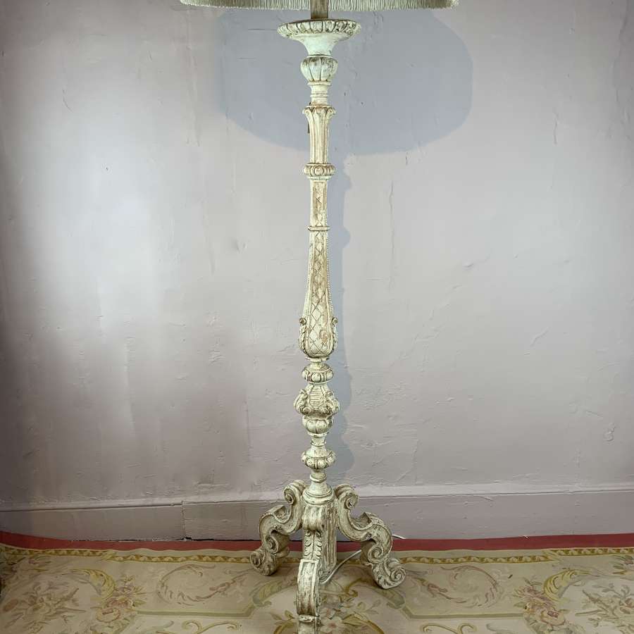 Italian Carved & Painted Floor Lamp in 17th Century Style