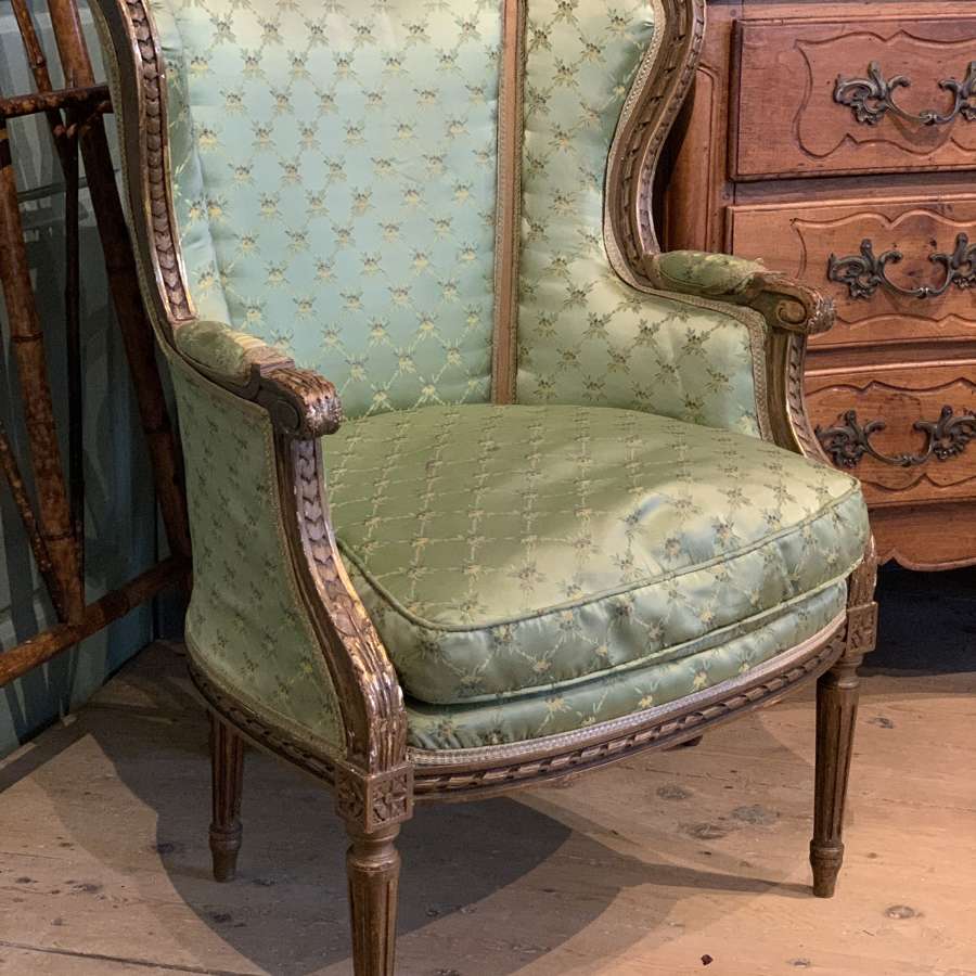 French Giltwood Wingback Armchair