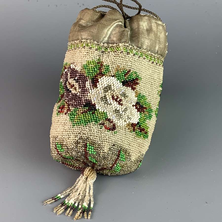 Victorian Beadwork Drawstring Bag