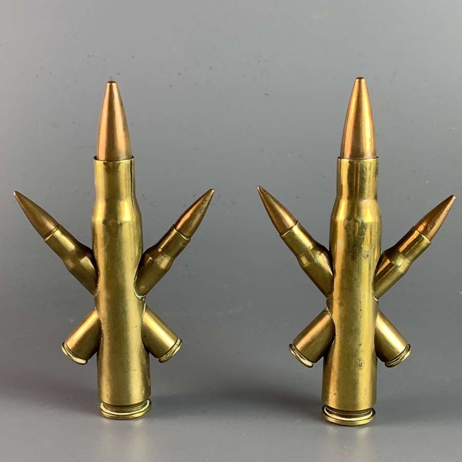 Pair of WWII Trench Art Brass Cartridge Ornaments