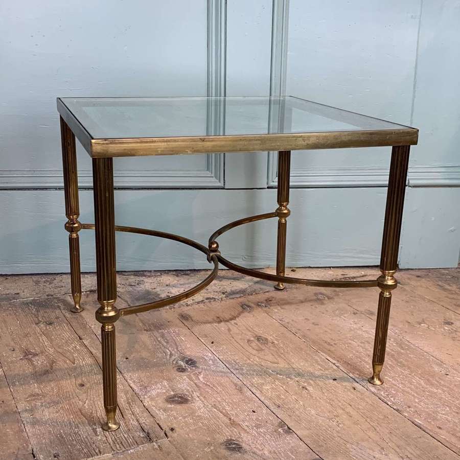 1970's French Brass & Glass Occasional Table