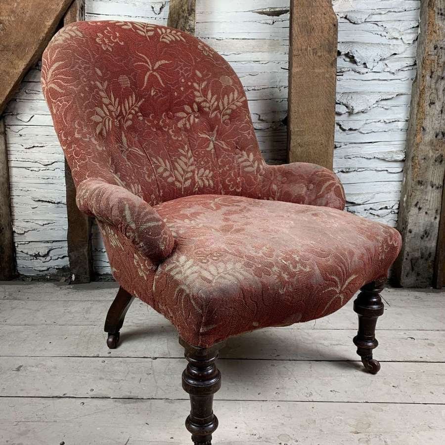 Victorian Button Back Occasional Chair for Recovering