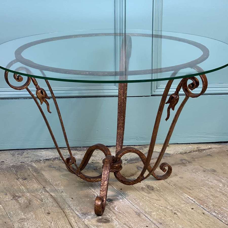 French 1940's Gilt Wrought Iron Occasional Table