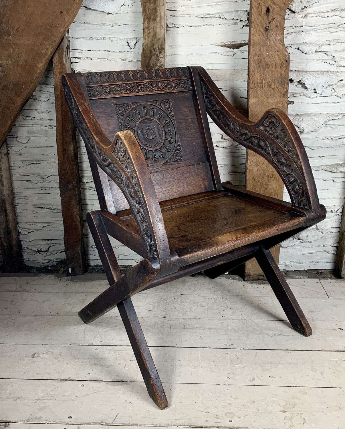 Victorian Carved Oak Glastonbury Chair
