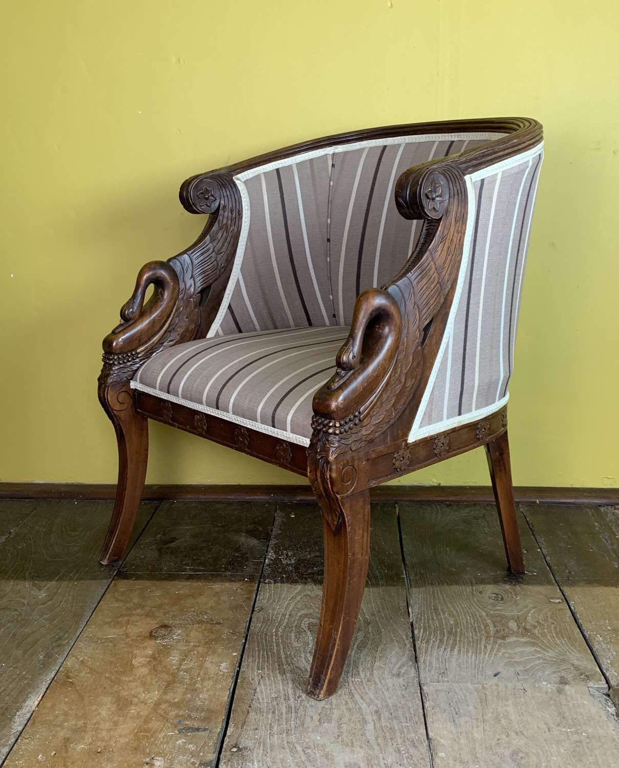 French Empire Revival Swan Neck Armchair