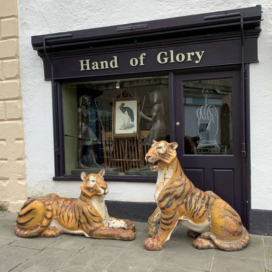A Pair of Life Size Painted Fibreglass Tigers