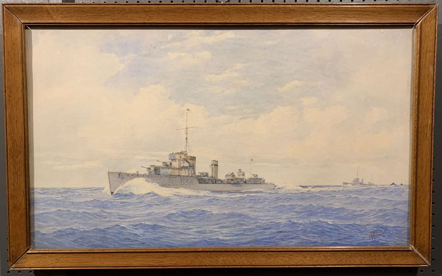 HMS Wallace in Convoy in Baltic Waters, Watercolour by W.A. Richards
