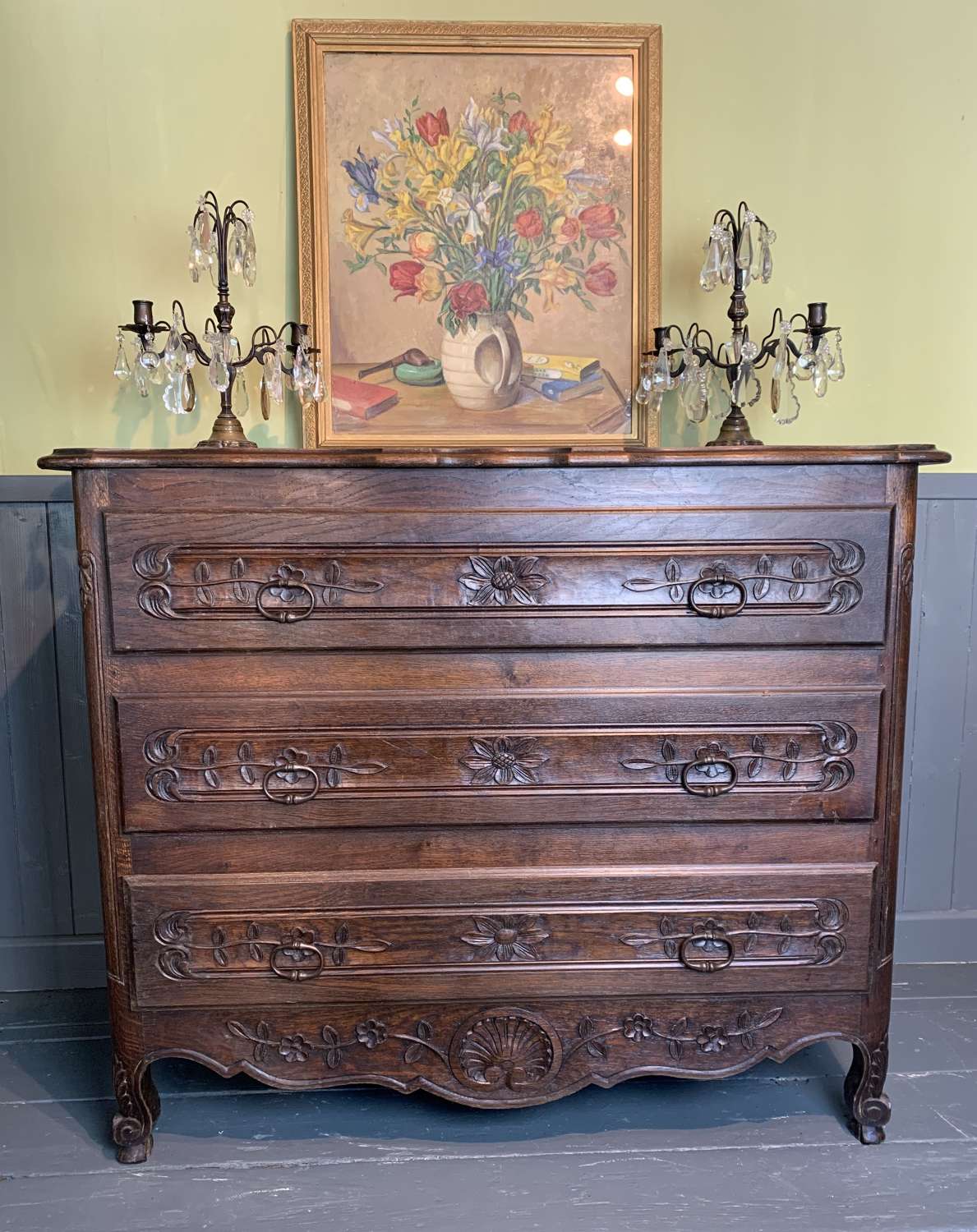 Vintage French Louis XV Revival Oak Commode