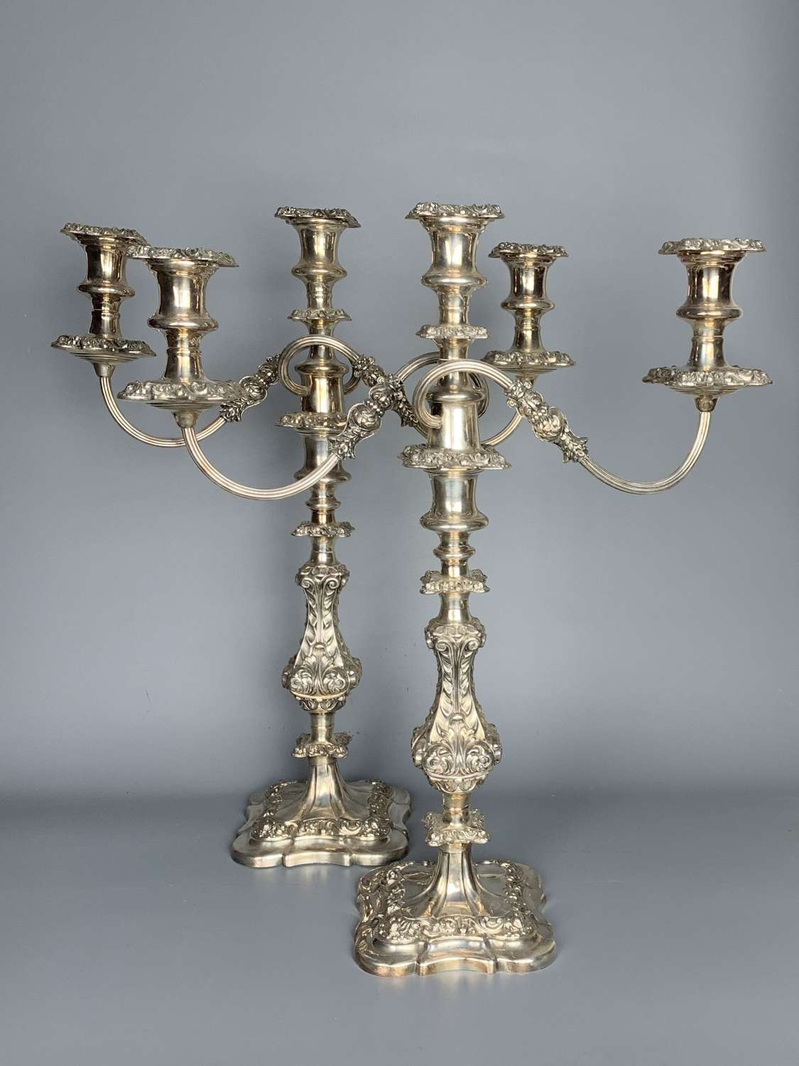 Pair of 19th Century Old Sheffield Plate Candelabra / Candlesticks