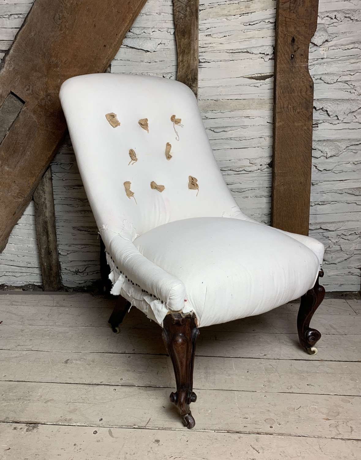 Victorian Button Back Occasional Chair for Recovering