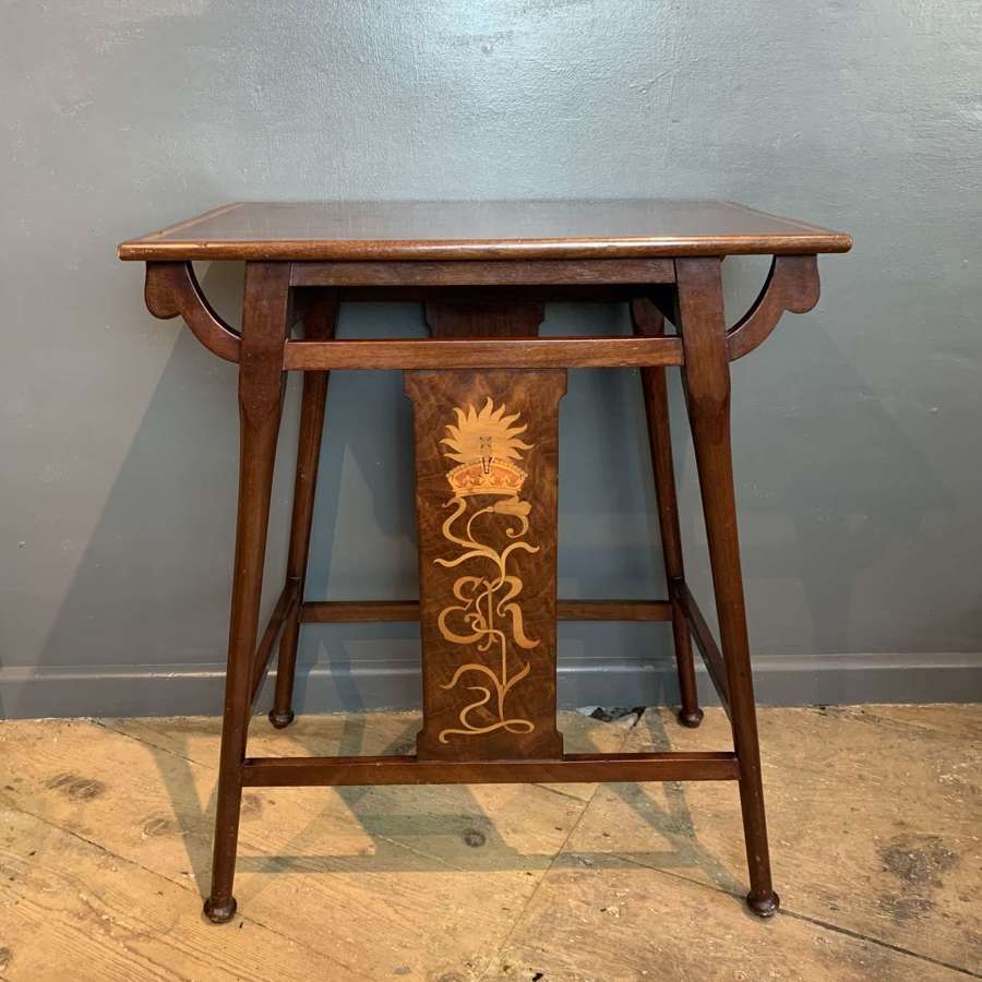 Edward VII Inlaid Mahogany Commemorative Table in Liberty Style