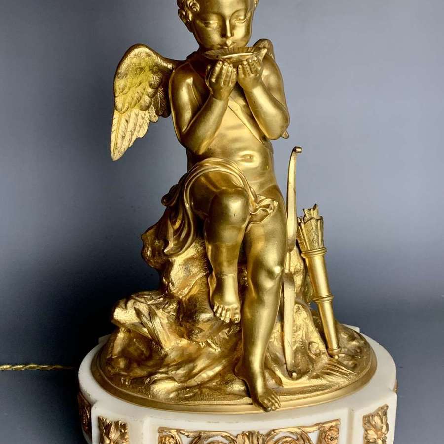 Gilt Bronze Cupid Lamp after Charles Gabriel Sauvage Lemire