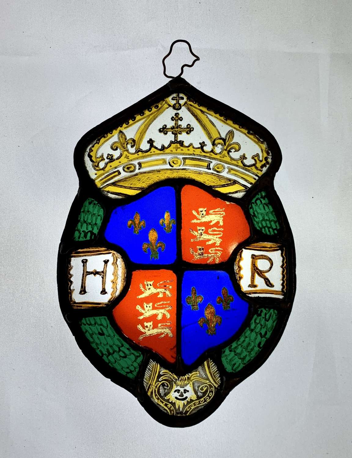 Stained Glass Fragment with Royal Tudor Coat of Arms, Henry VIII