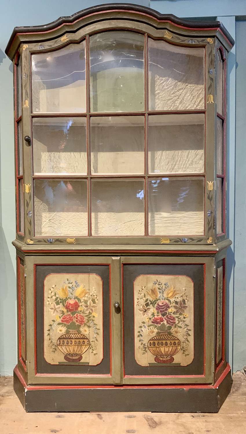 Dutch Floral Painted Display Cabinet