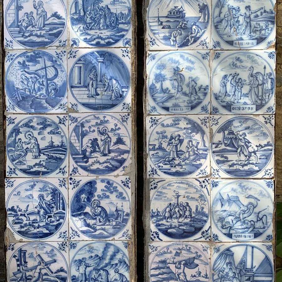 Pair of Delft Blue & White Faience Tile Panels
