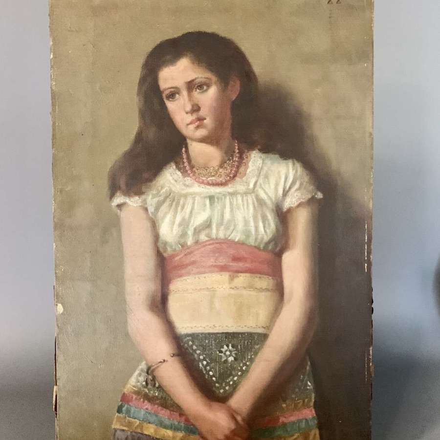 19th Century Oil Portrait of a Gipsy Girl