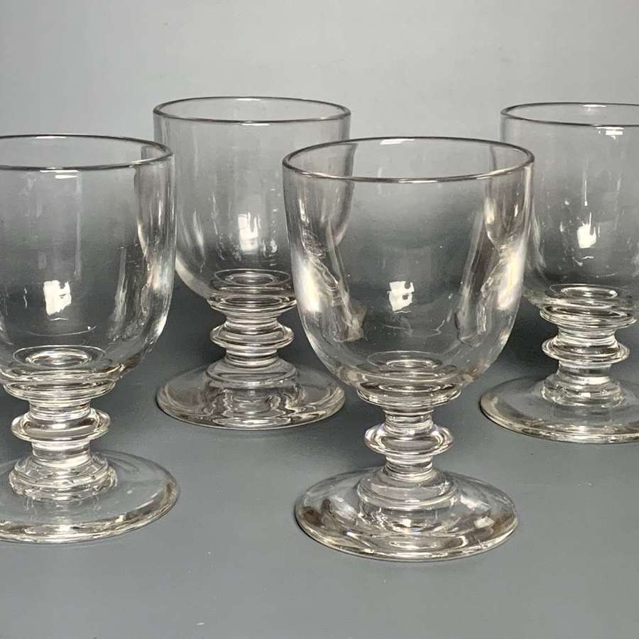 Set of Four Very Large Early 19th Century Wine Glasses
