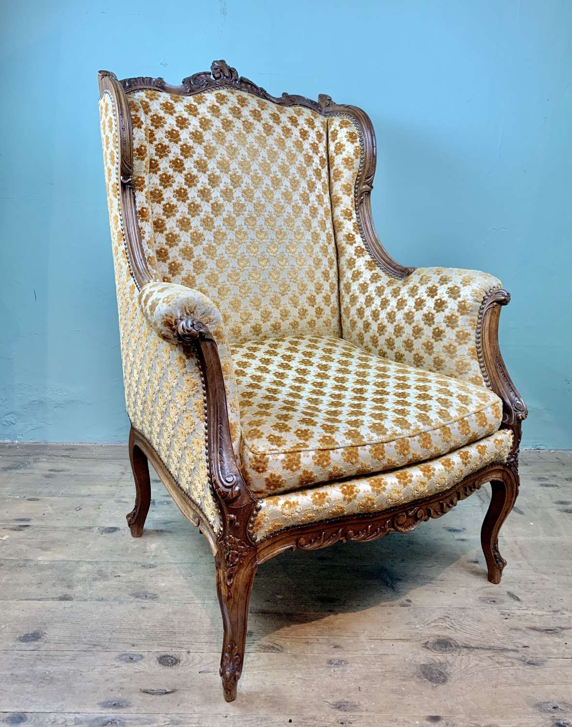 Antique French Louis XV Revival Wingback Armchair