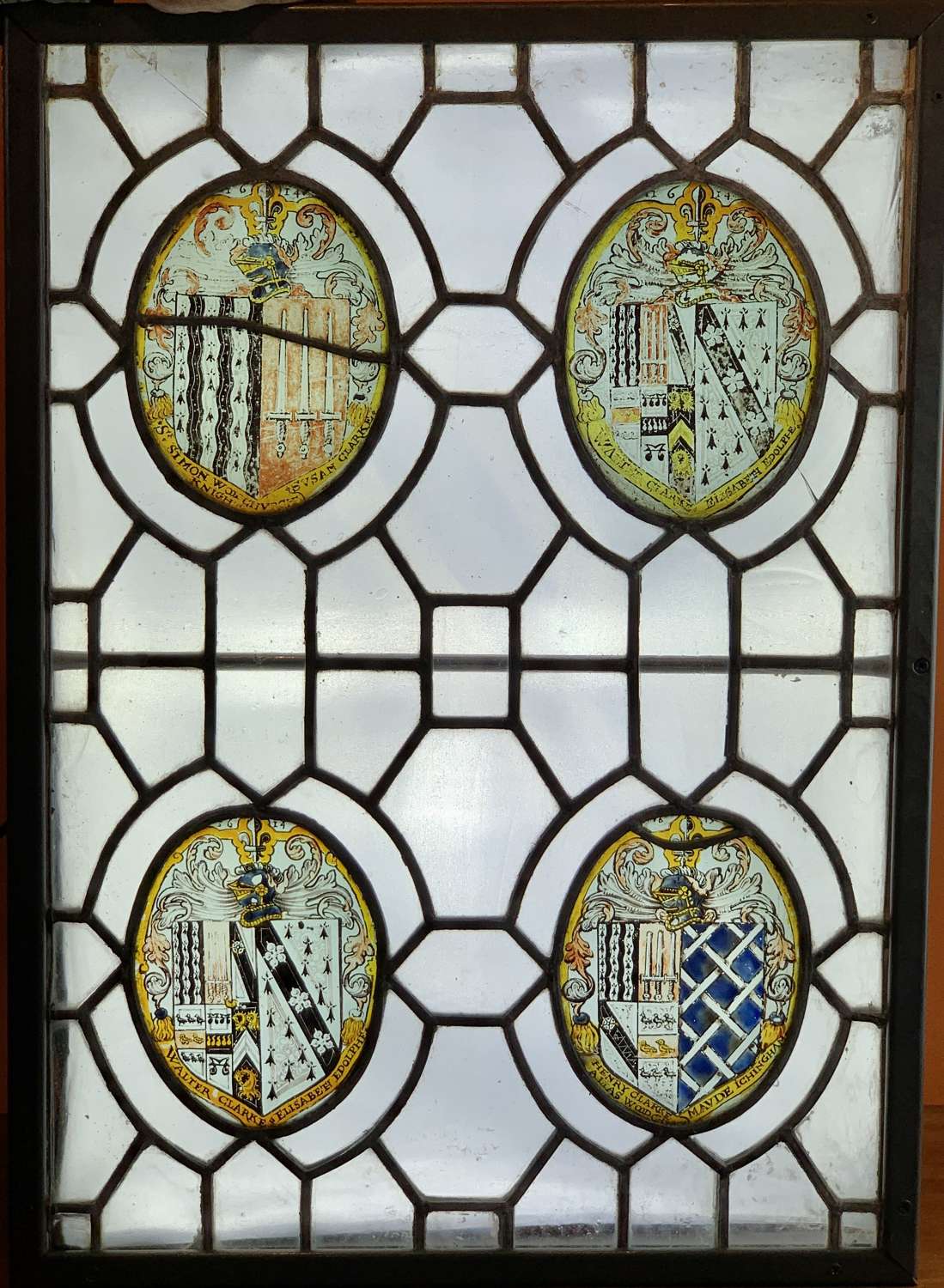 Stained Glass Armorial Window Panel Dated 1614