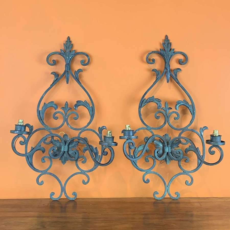 Pair of Wrought Iron Wall Lights