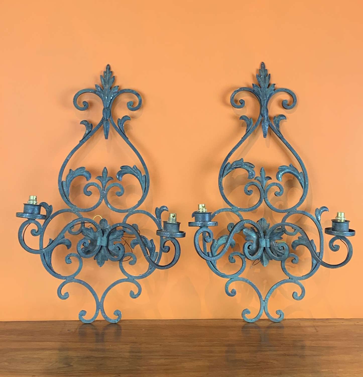Pair of Wrought Iron Wall Lights