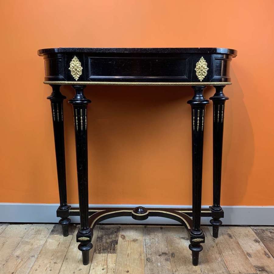 Antique French Ebonised & Gilt Metal Mounted Console Table